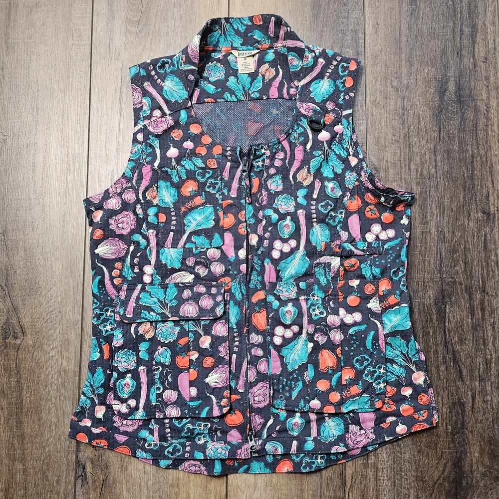 Duluth Trading Co Blue and Pink Sleeveless Buttoned Tank Top